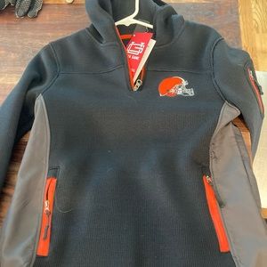 NWT / Youth Large Cleveland Browns Black/Orange Quarter-Zip Jacket. Unisex.
